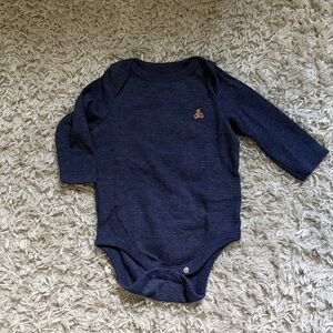 Navy Blue Long Sleeve Baby Onesie
